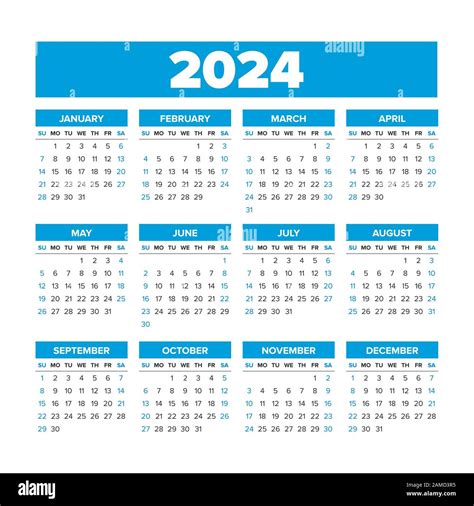 Calendar with week numbers 2024.